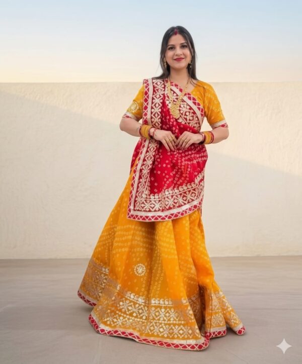 beautiful Rajasthani Bandhani Lehenga Choli.