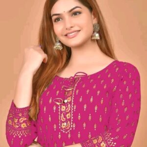 Women's Pink Printed Straight Kurti