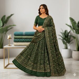 Green Designer Lehenga Choli Set By Jaipuriya Fashion