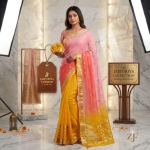 Multicolour Georgette Banarasi Zari Saree for Women By Jaipuriya Lehenga