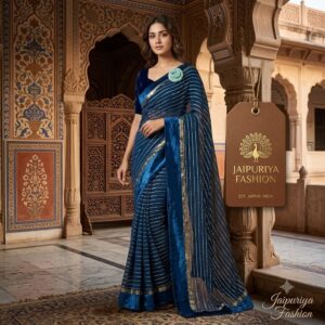 Pure Georgette Satin Gold Lining Saree